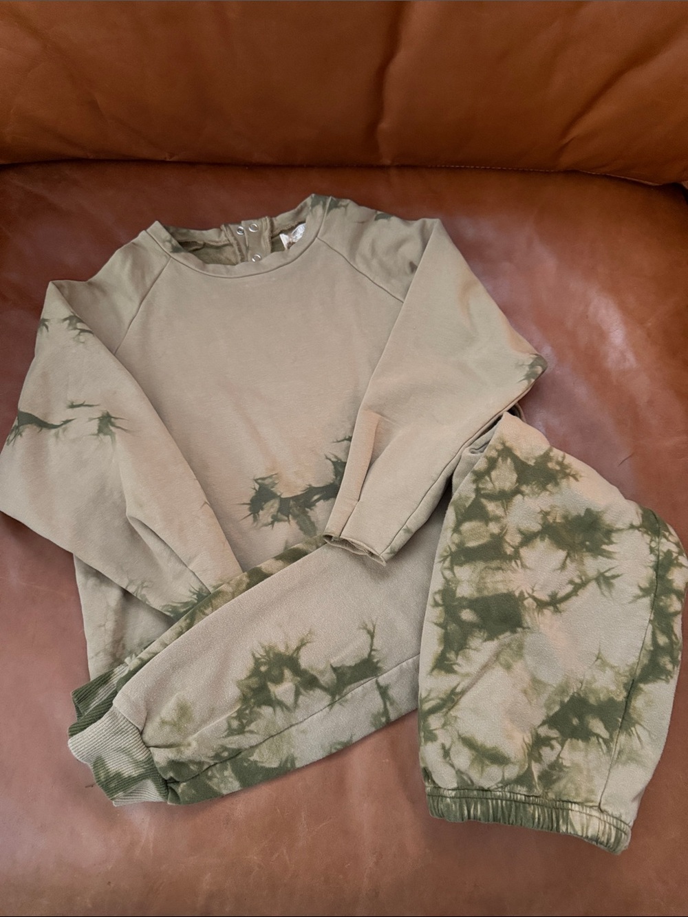 The Simple Folk Olive Green Tie-Dye Kids Sweatshirt & Joggers